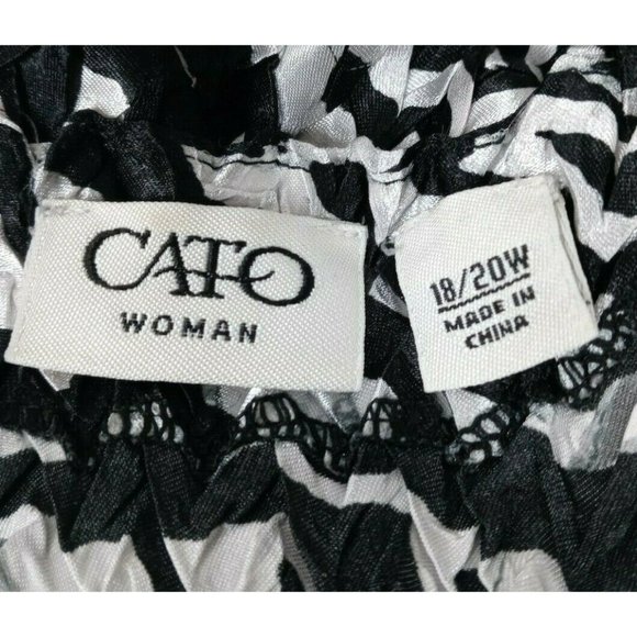 Cato Woman Rouched Blouse With Black & White Zebra Design Size 18/20W - Picture 3 of 4